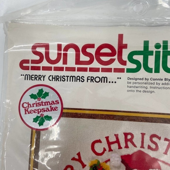 Vintage 1980 Sunset Stitchery #2046 Merry Christmas Santa Needlework Kit Sealed - Picture 4 of 11
